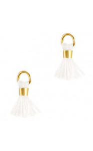 Ibiza style mini Tassel 0.7cm Gold-white